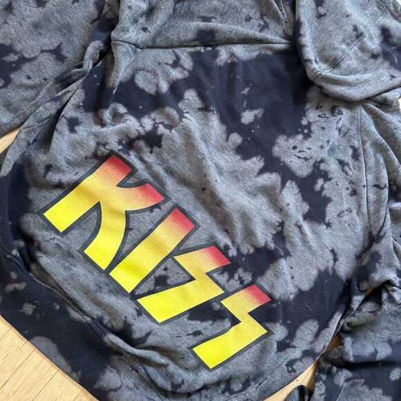 Kiss Hoodie Sweatshirt Size XS Gray and Black Tie Dye - Picture 3 of 7